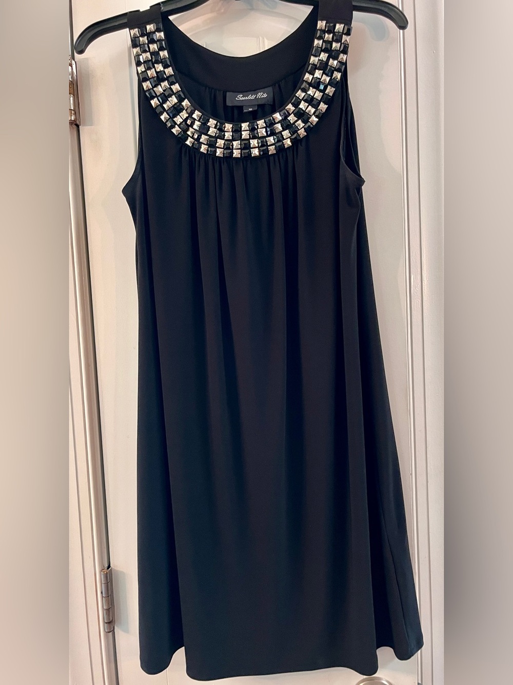 Scarlett Nite Black Mini Dress with Studded Beaded Collar size 10 excellent